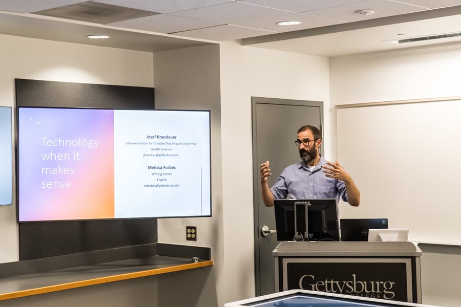 Prof. Josef Brandauer presents Technology When It Makes Sense at Gettysburg College&rsquo;s Summit on the Future, Sept. 2023.