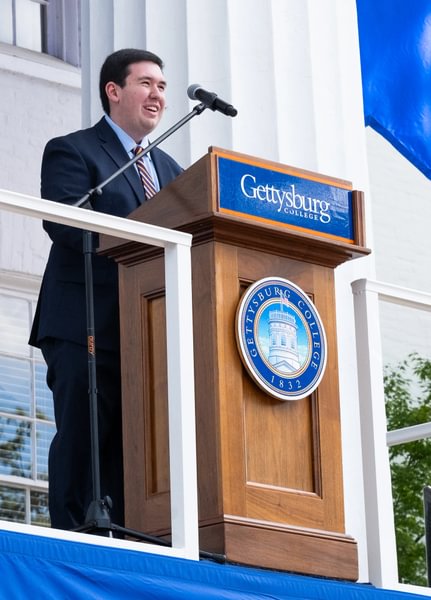Michael Woods &rsquo;25 welcomes the Class of 2028 at Opening Convocation.
