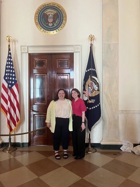 Alyce Norcross &rsquo;17 at the White House with a colleague.