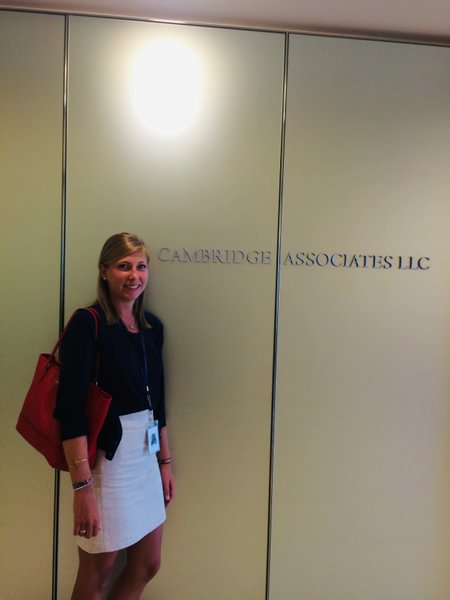 Morgan (Flagg) Fleites &rsquo;16 at her summer 2025 internship with Cambridge Associates in Arlington, Virginia. 